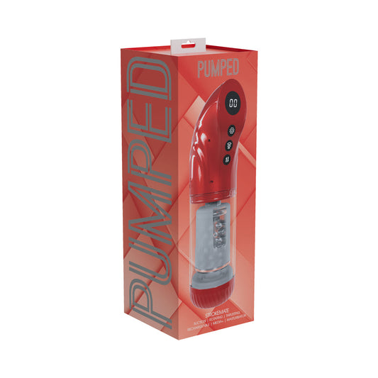 SHOTS - PUMPED STROKEMATE MASTURBATOR METALLIC RED