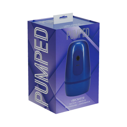 PUMPED VIBROBATOR MASTURBATOR NEGATIVE PRESSURE SUCTION VIBRATION METALLIC BLUE