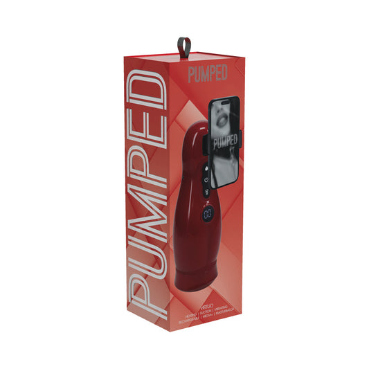 SHOTS - PUMPED VIRTUO MASTURBATOR SUCTION VIBRATION PHONE ATTACHMENT METALLIC RED