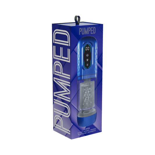 SHOTS - PUMPED VORTEX MASTURBATOR METALLIC BLUE