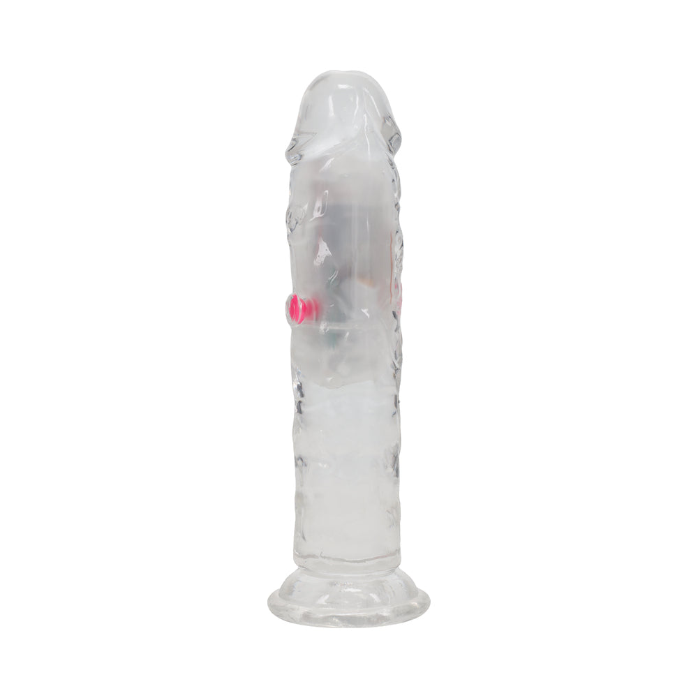 REALROCK WIRELESS RECHARGEABLE REMOTE CONTROL LED VIBRATING 6 IN. DILDO CLEAR