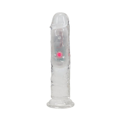REALROCK WIRELESS RECHARGEABLE REMOTE CONTROL LED VIBRATING 6 IN. DILDO CLEAR