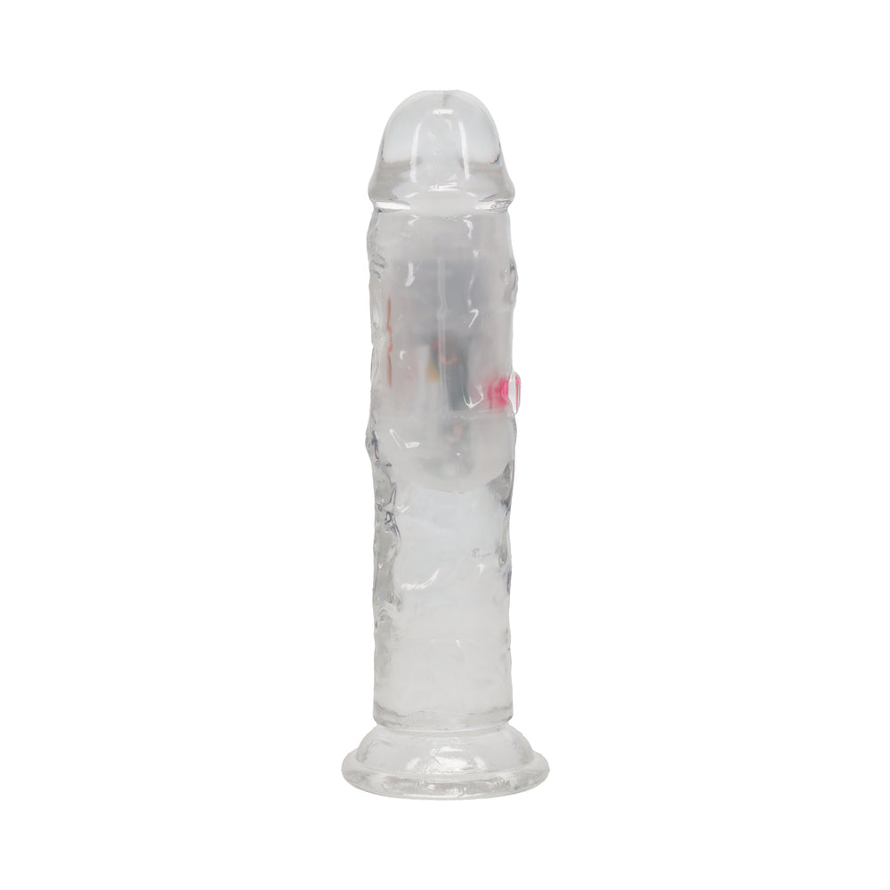REALROCK WIRELESS RECHARGEABLE REMOTE CONTROL LED VIBRATING 6 IN. DILDO CLEAR