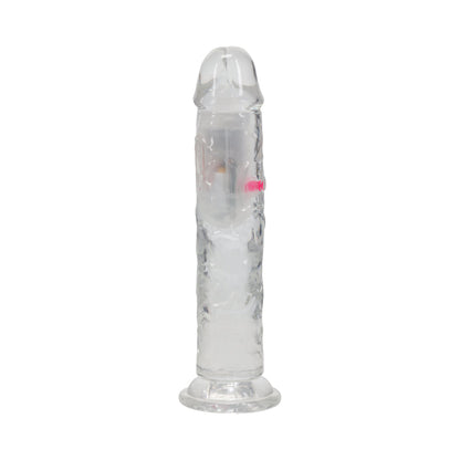 REALROCK WIRELESS RECHARGEABLE REMOTE CONTROL LED VIBRATING 7 IN. DILDO CLEAR