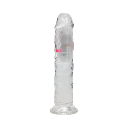 REALROCK WIRELESS RECHARGEABLE REMOTE CONTROL LED VIBRATING 7 IN. DILDO CLEAR