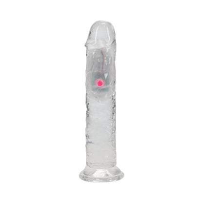 REALROCK WIRELESS RECHARGEABLE REMOTE CONTROL LED VIBRATING 7 IN. DILDO CLEAR