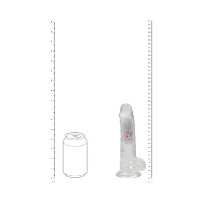 REALROCK WIRELESS RECHARGEABLE REMOTE CONTROL LED VIBRATING 7 IN. DILDO WITH BALLS CLEAR