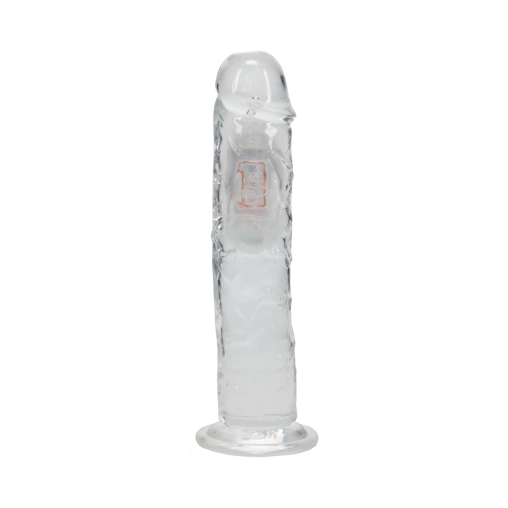 SHOTS - REALROCK WIRELESS RECHARGEABLE REMOTE CONTROL LED VIBRATING 8 IN. DILDO CLEAR