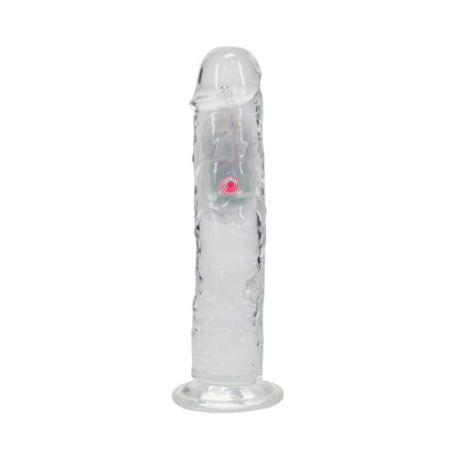 REALROCK WIRELESS RECHARGEABLE REMOTE CONTROL LED VIBRATING 8 IN. DILDO CLEAR