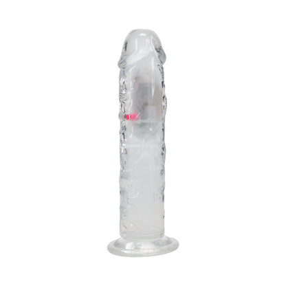 REALROCK WIRELESS RECHARGEABLE REMOTE CONTROL LED VIBRATING 8 IN. DILDO CLEAR
