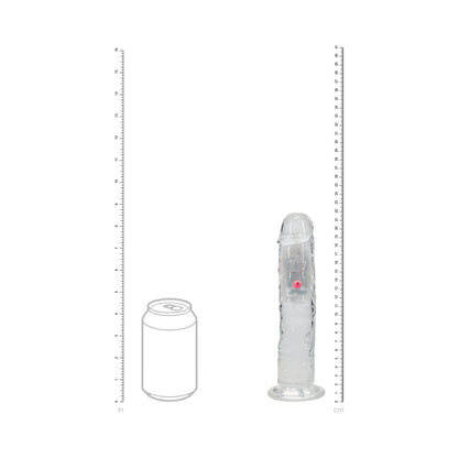 REALROCK WIRELESS RECHARGEABLE REMOTE CONTROL LED VIBRATING 8 IN. DILDO CLEAR