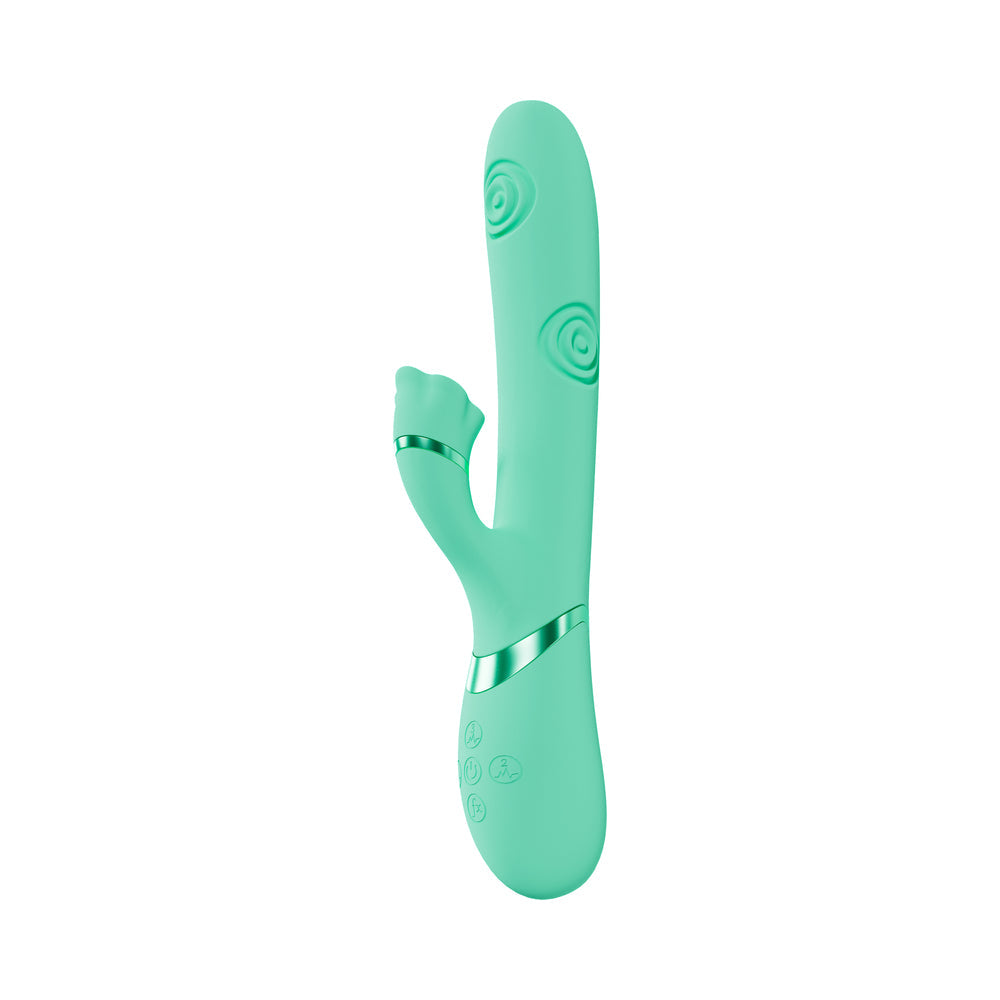 VIVE FIORE RECHARGEABLE G-SPOT AIR WAVE AND TAPPING FLARED CLIT STIMULATOR GREEN
