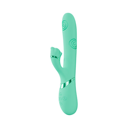 VIVE FIORE RECHARGEABLE G-SPOT AIR WAVE AND TAPPING FLARED CLIT STIMULATOR GREEN