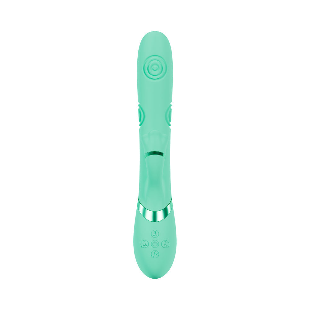 VIVE FIORE RECHARGEABLE G-SPOT AIR WAVE AND TAPPING FLARED CLIT STIMULATOR GREEN