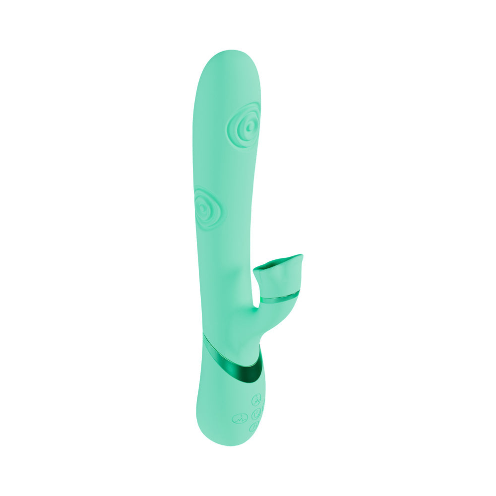 VIVE FIORE RECHARGEABLE G-SPOT AIR WAVE AND TAPPING FLARED CLIT STIMULATOR GREEN