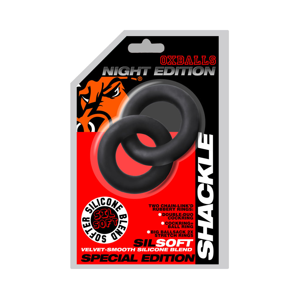 OXBALLS - SHACKLE DOUBLE LINK''D COCK/BALL RINGS SPECIAL EDITION NIGHT