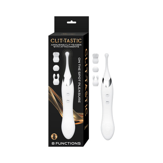 CLIT-TASTIC AROUSING CLIT TEASER WITH ATTACHMENTS WHITE