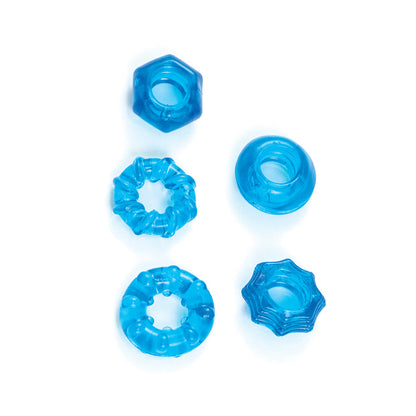 ENHANCER FIVE PIECE COCK RING SET BLUE
