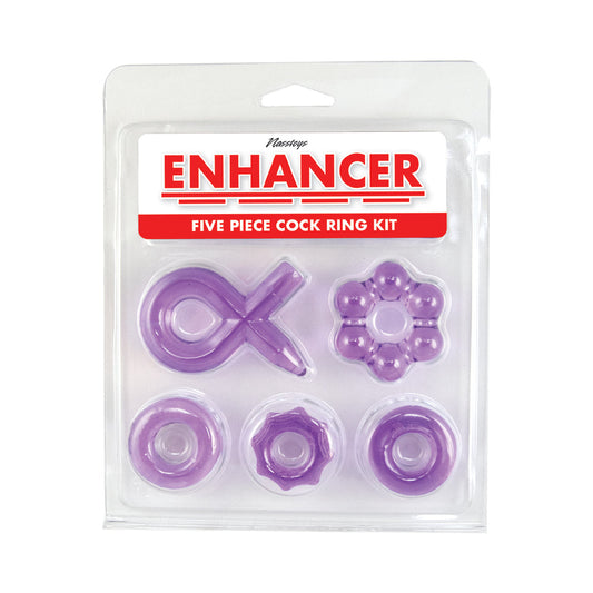 ENHANCER FIVE PIECE COCK RING SET PURPLE