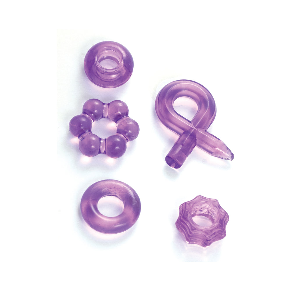 ENHANCER FIVE PIECE COCK RING SET PURPLE