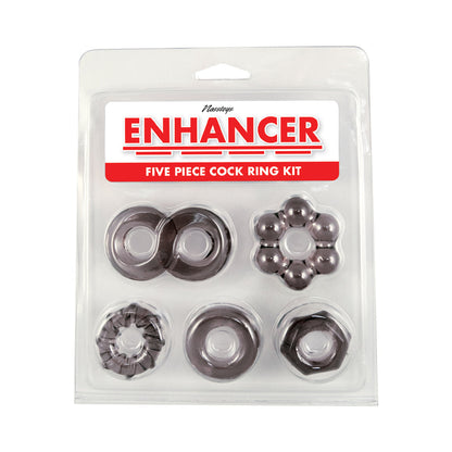 ENHANCER FIVE PIECE COCK RING SET BLACK
