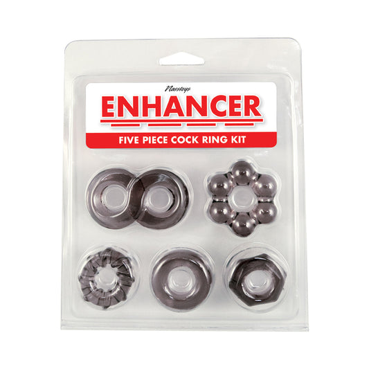 ENHANCER FIVE PIECE COCK RING SET BLACK