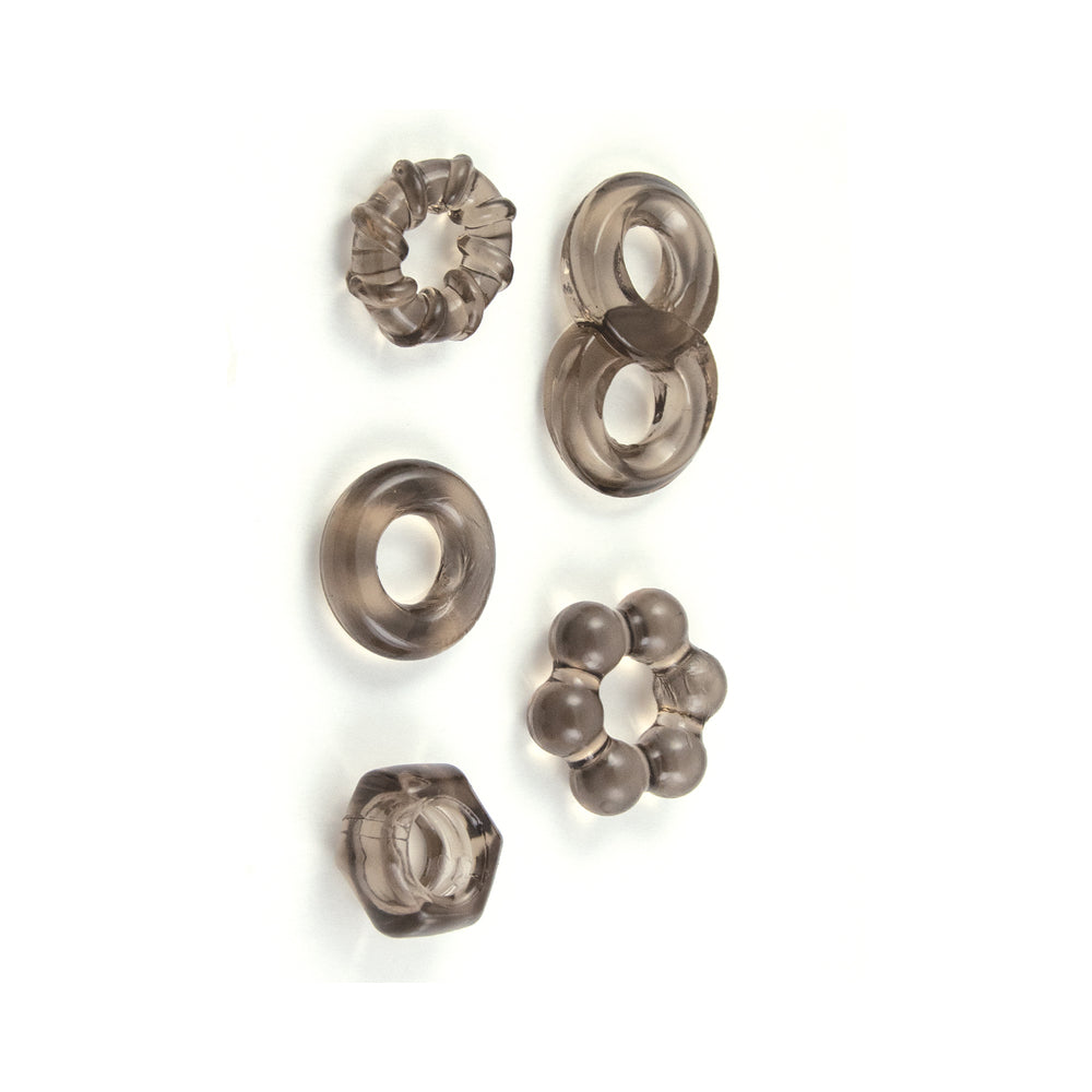 ENHANCER FIVE PIECE COCK RING SET BLACK