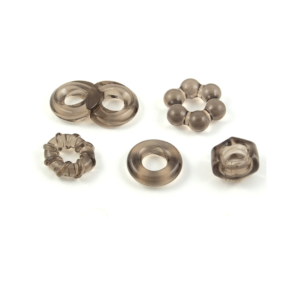 ENHANCER FIVE PIECE COCK RING SET BLACK