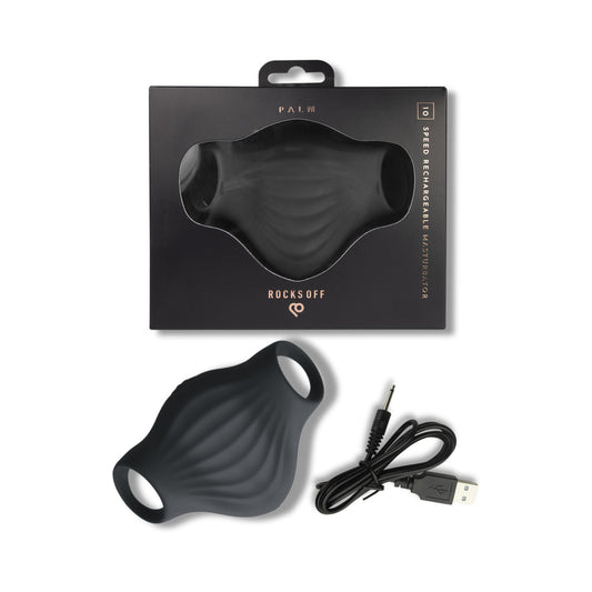 ROCKS- OFF - PALM BLACK FLEXIBLE VIBRATOR MASTURBATOR