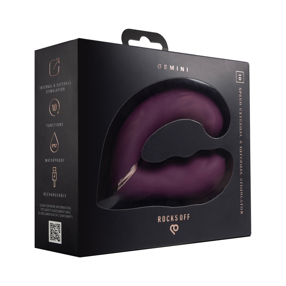 ROCKS-OFF - GEMINI DUAL STIMULATOR BURGUNDY
