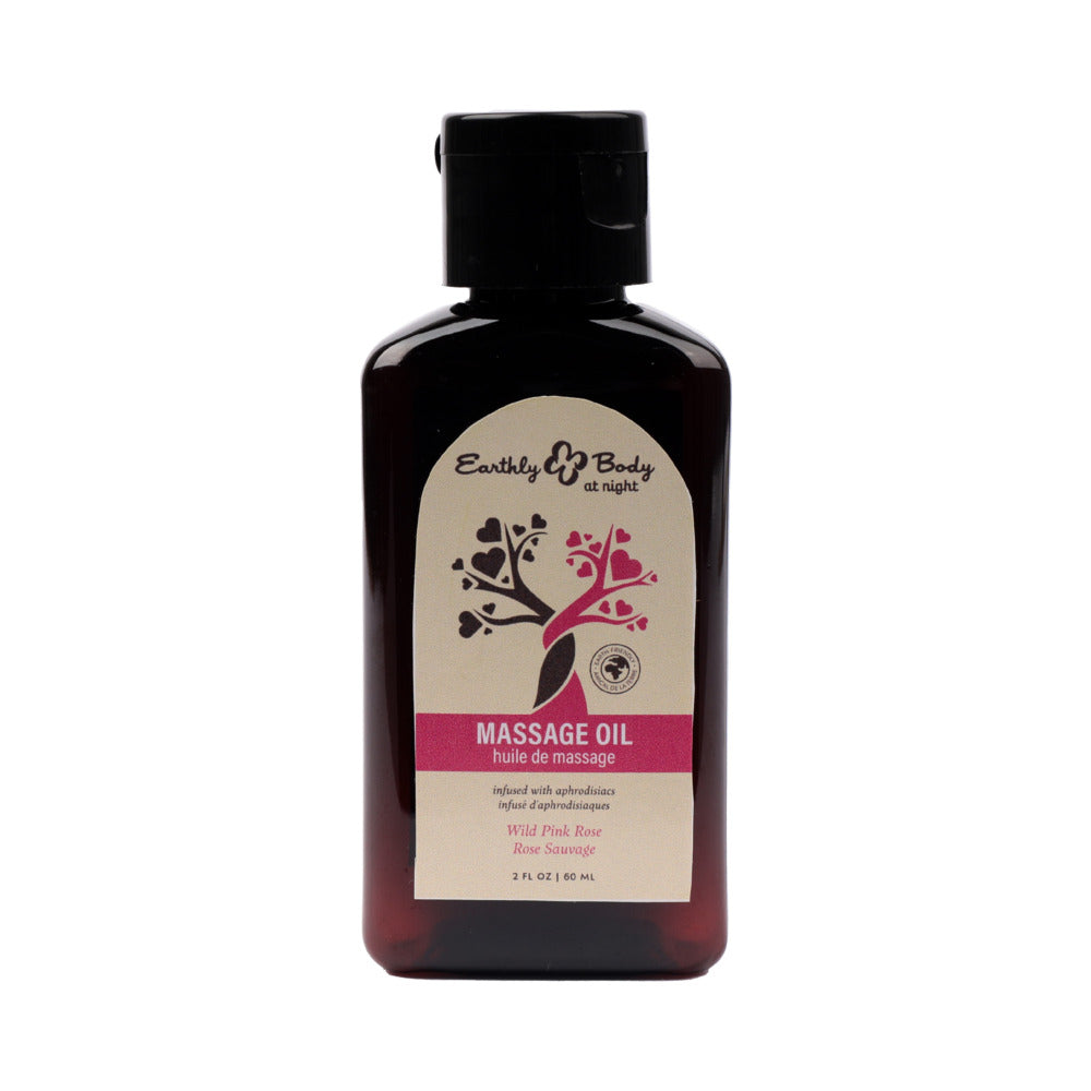 EARTHLY BODY AT NIGHT APHRODISIAC MASSAGE OIL WILD PINK ROSE 2 OZ.