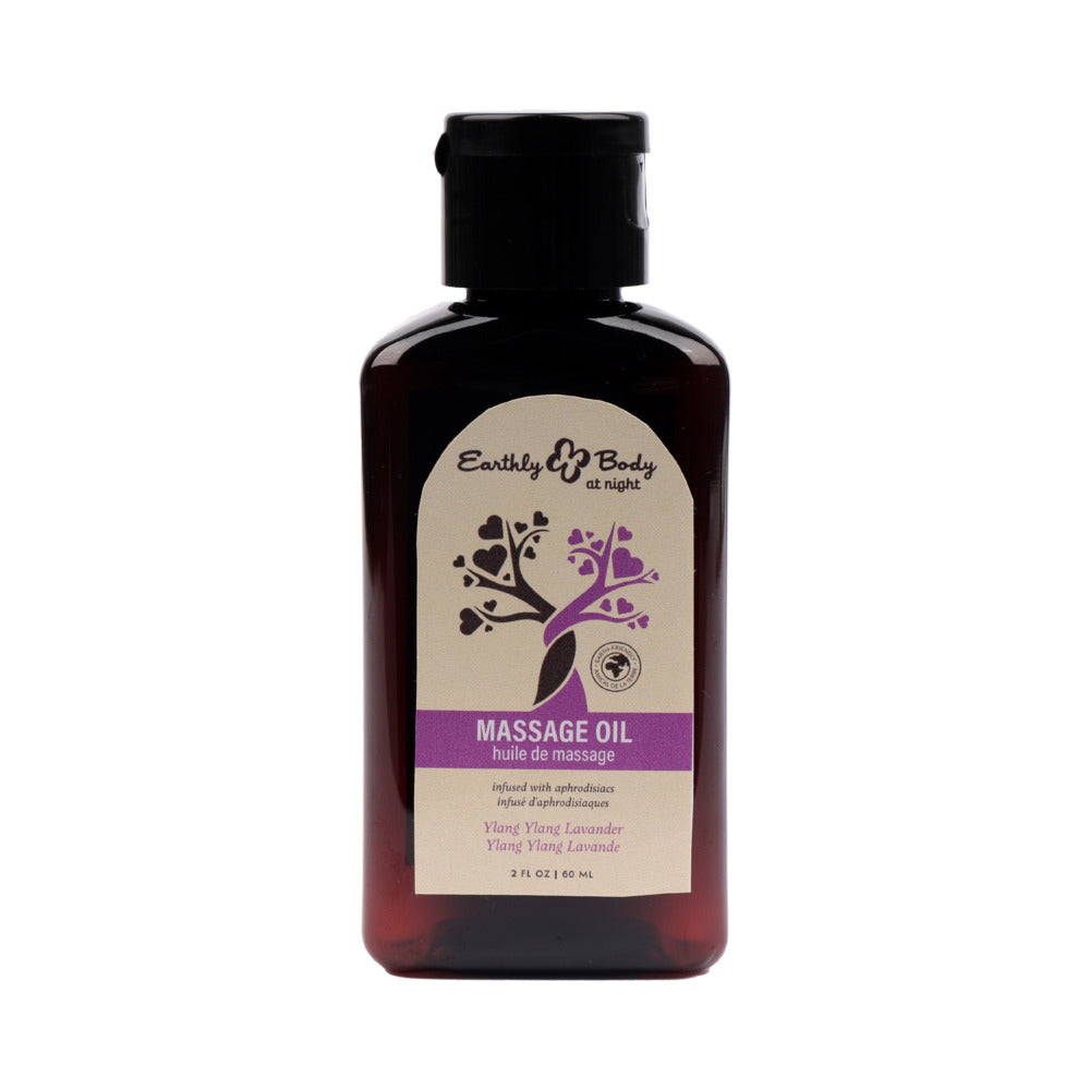 EARTHLY BODY AT NIGHT APHRODISIAC MASSAGE OIL YLANG YLANG LAVENDER 2 OZ.