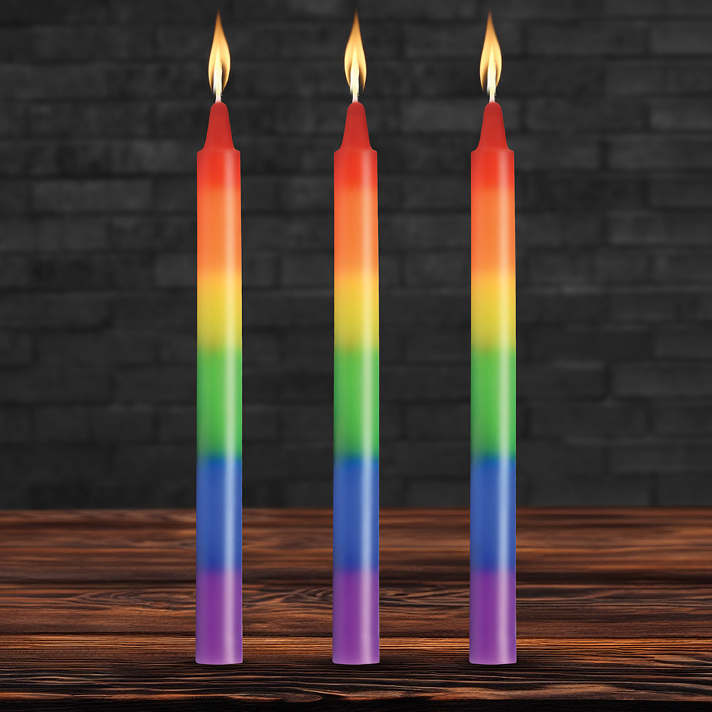 MASTER SERIES PRIDE CANDLES RAINBOW DRIP CANDLE SET OF 3