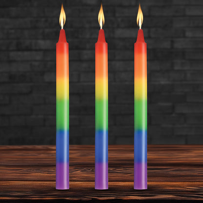 MASTER SERIES PRIDE CANDLES RAINBOW DRIP CANDLE SET OF 3