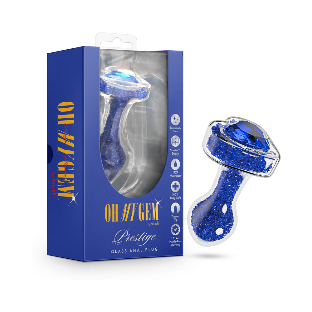 OH MY GEM PRESTIGE GLASS ANAL PLUG BLUE