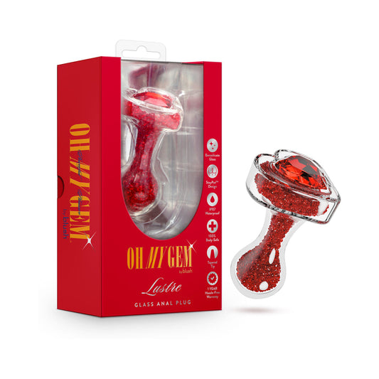 OH MY GEM LUSTRE GLASS ANAL PLUG RED