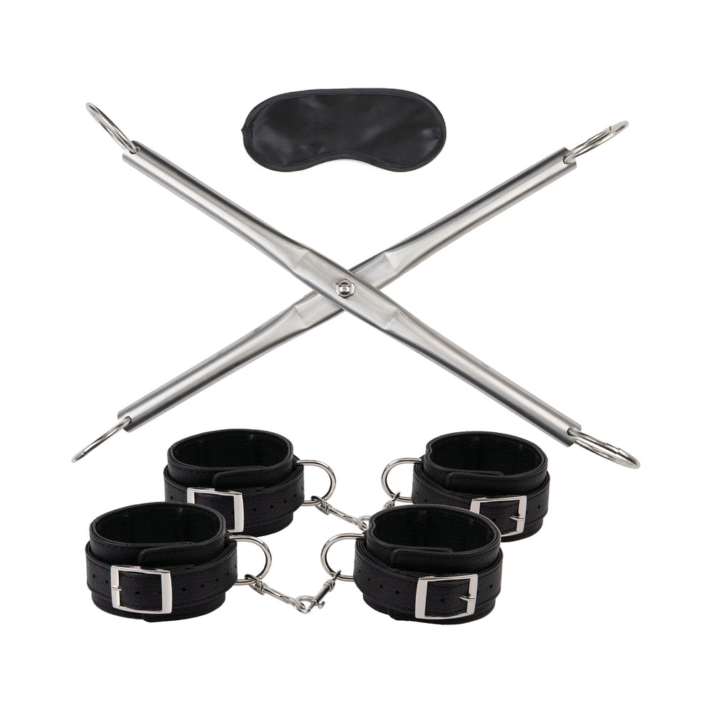 LUX FETISH HOG-TIE SPREADER BAR WITH DETACHABLE WRIST & ANKLE CUFFS