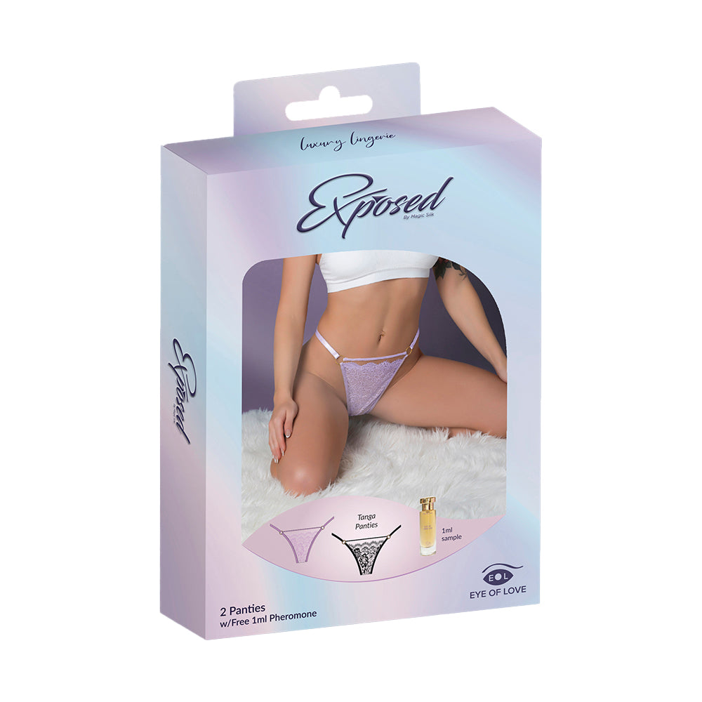 MAGIC SILK - TANGA DE FEROMONAS PAQUETE DE 2 LILA/NEGRO TALLA GRANDE