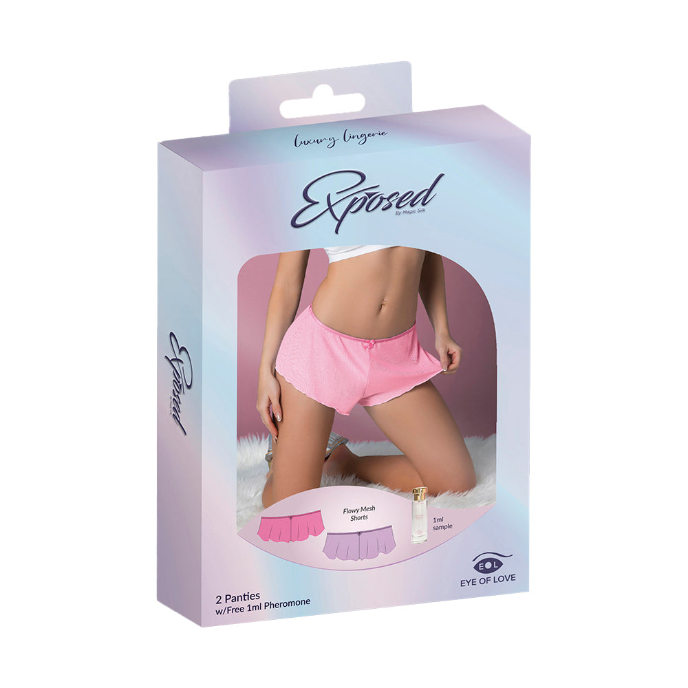 SEDA MÁGICA - BRAGUITAS DE FEROMONAS DE MALLA SUELTA PAQUETE DE 2 LILA/ROSA TALLA GRANDE