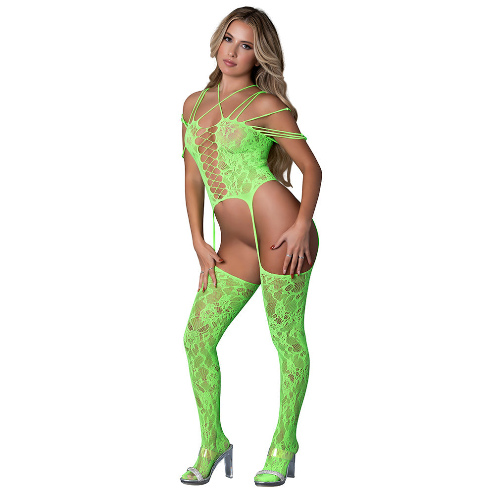 MAGIC SILK SEAMLESS BODYSTOCKING NEON LIME O/S