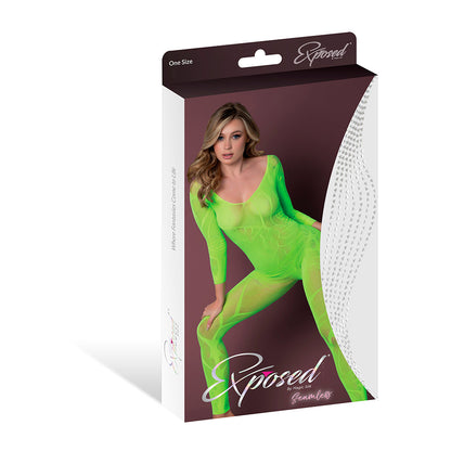 MAGIC SILK SEAMLESS LONG SLEEVE BODYSTOCKING NEON LIME O/S