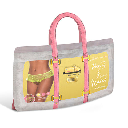 MAGIC SILK SWEETUMS SKIRTED HIPSTER WITH OPEN CROTCH PANTY PINA COLADA S/M