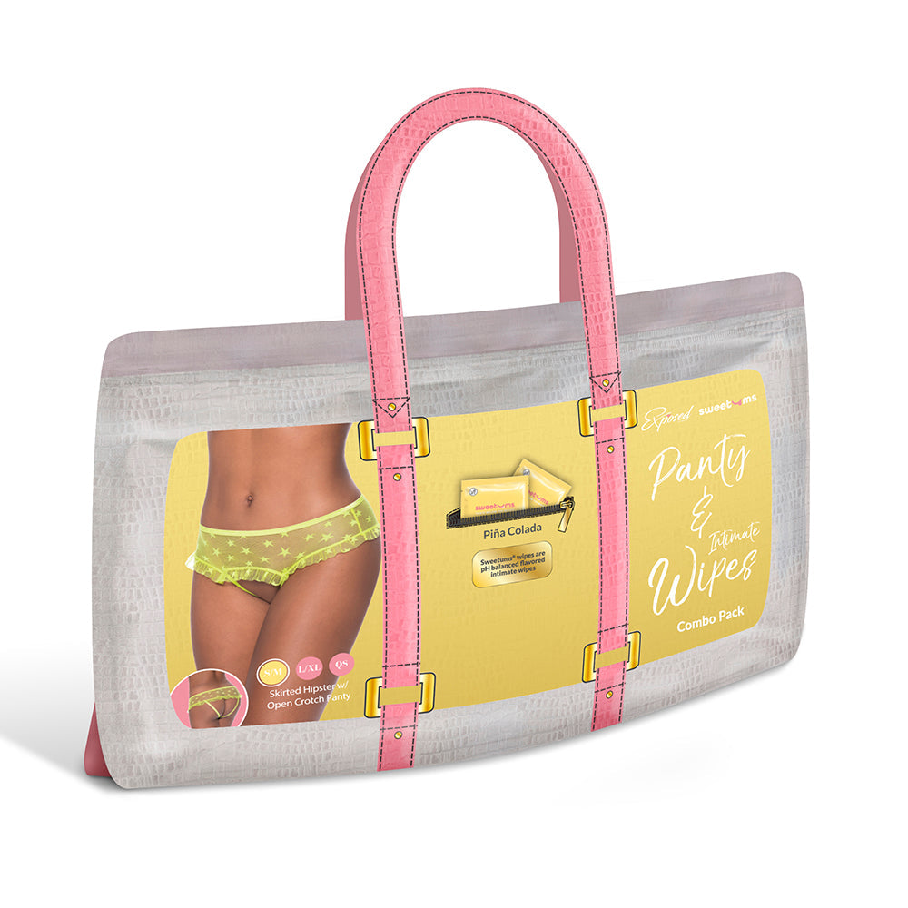 SWEETUMS SKIRTED HIPSTER WITH OPEN CROTCH PANTY PINA COLADA