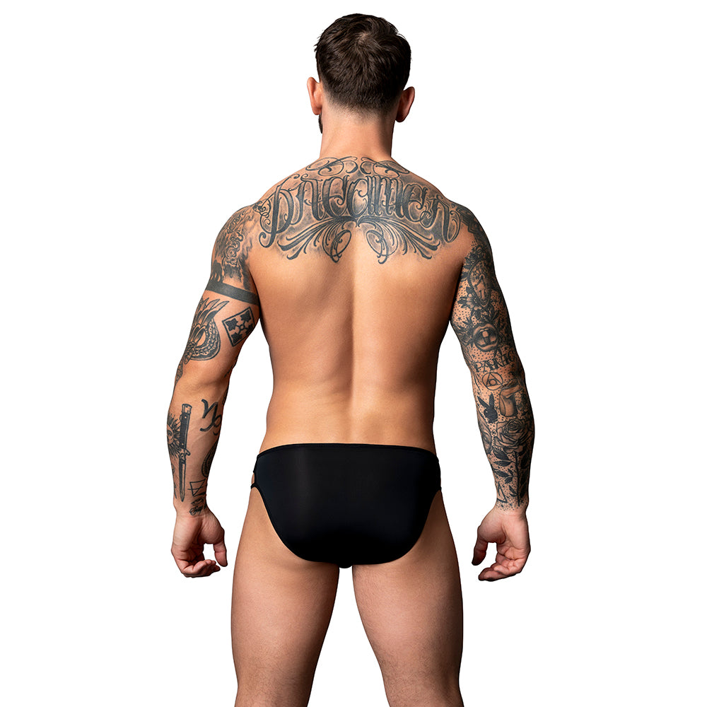 MALE POWER THE ULTIMATE DUO CRC CAGE BIKINI & COBALT COCK RING BLACK S/M