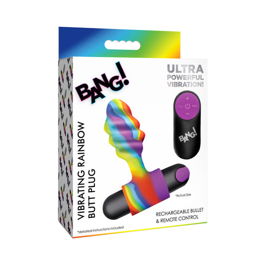 XR BRANDS - BANG! VIBRATING RAINBOW BUTT PLUG