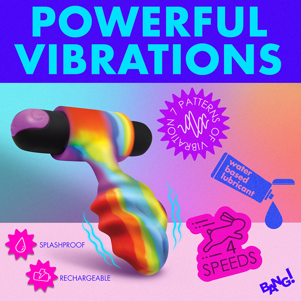 XR BRANDS - BANG! VIBRATING RAINBOW BUTT PLUG