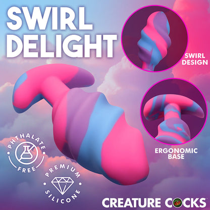 CREATURE COCKS UNICORN SWIRL SILICONE BUTT PLUG LARGE