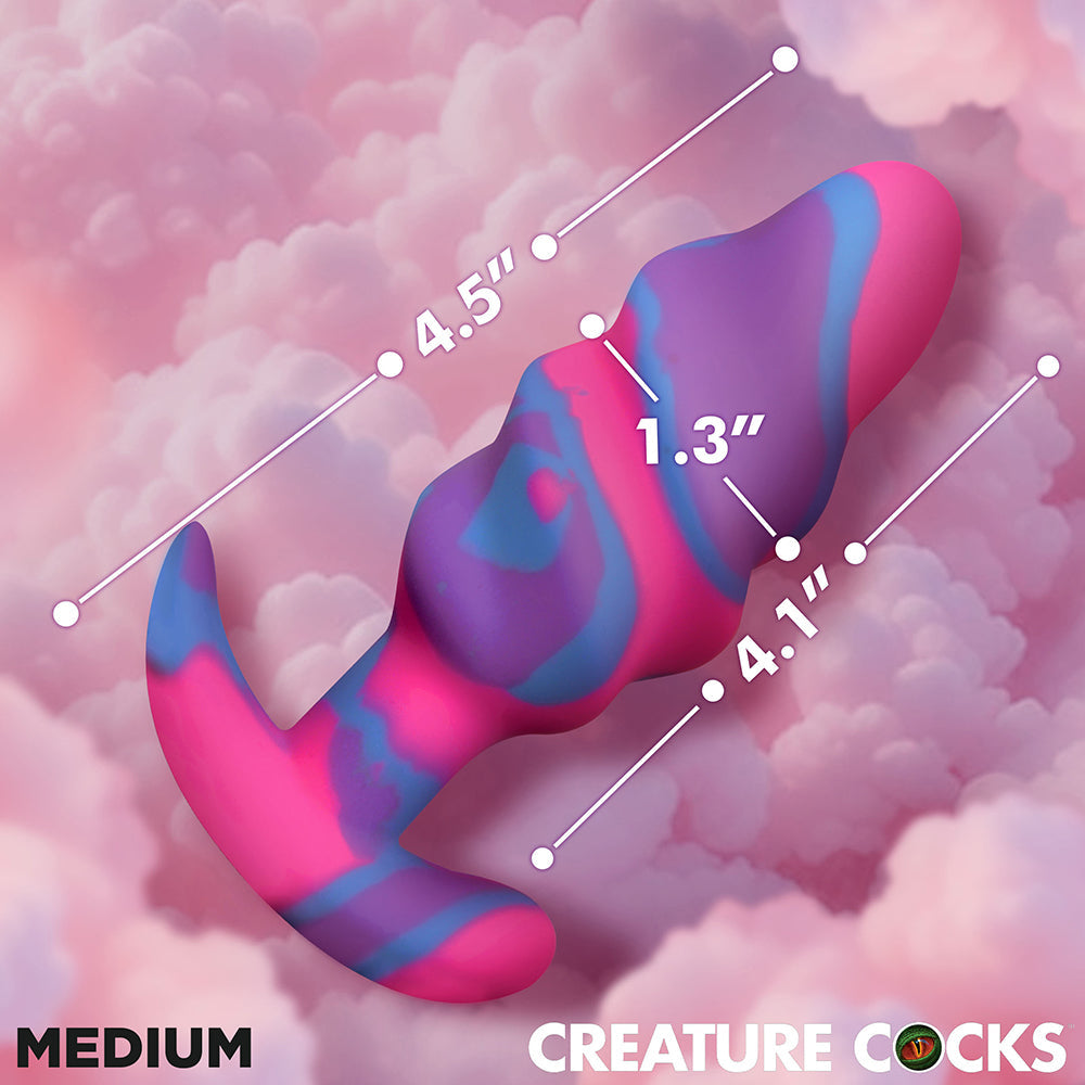 CREATURE COCKS UNICORN SWIRL SILICONE BUTT PLUG MEDIUM