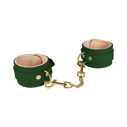 SPARTACUS - GREEN PU ANKLE CUFFS WITH PLUSH LINING