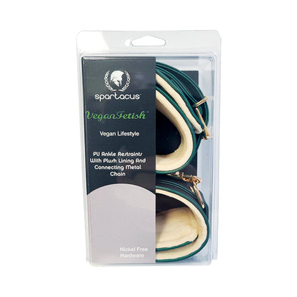 SPARTACUS - GREEN PU ANKLE CUFFS WITH PLUSH LINING